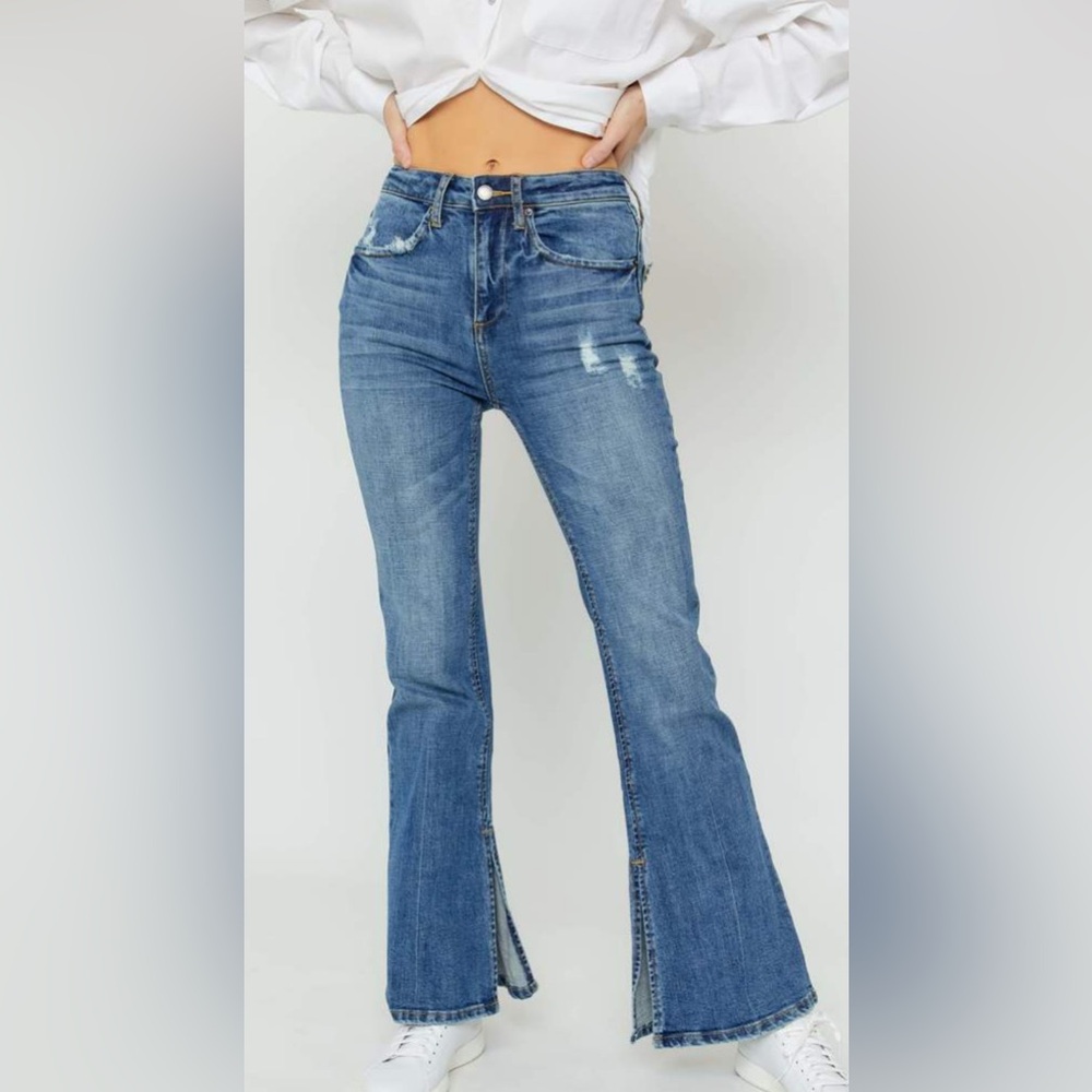 Oliver Logan High‎ Rise Russel Split Flare Jeans Size 31 Inseam 30”